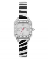 Show your stripes with this chic zebra print watch from Betsey Johnson.