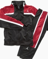 He'll jump into great sport style with this classic Nike track jacket with Jordan logo.