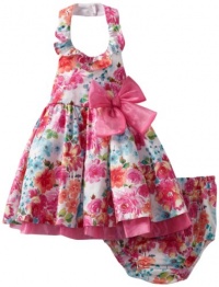 Bonnie Baby Girls Infant Floral Glitter Halter Dress, Pink, 18 Months