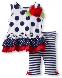 Bonnie Baby Girls Newborn Polka Dot Legging Set, Blue, 3-6 Months