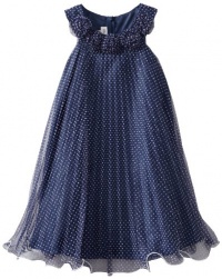 Bonnie Jean Girls 7-16 Dot Crystal Pleat Dress, Blue, 8