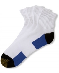 Specially made to absorb sweat and cushion impact: A four-pack of quarter socks from GoldToe.