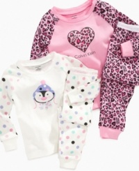 A snug fit on these pajama sets from Calvin Klein will make your little one feel cozy when tucked in.