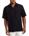 Cubavera Men's Short Sleeve Woven with L-Shape Embroidered Detail