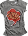 GUESS Kids Girls Big Girl Comic Thought Logo Tee, LIGHT GREY (10/12)