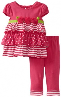 Sweet Heart Rose Baby-girls Infant Tiered Legging Set, Pink/White, 24 Months