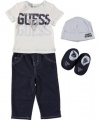 Guess All Guessed Up 4-Piece Set (Sizes 0M - 9M) - navy/white, 3 - 6 months