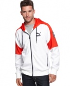 Stand out even when you go casual with this sharp hooded jacket from Puma.