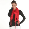 Angelina 1/2 Cotton + 1/2 Lace, Year-Round Light Fashion Scarf with Embroidered Tassel