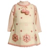 Size-18M BNJ-8099X 2-Piece PINK IVORY SEQUIN BEADED SNOWFLAKE BORDER SWEATER-KNIT JUMPER Holiday Party Dress Set,X18099 Bonnie Jean BABY/INFANT