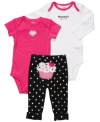 Sweet treat. You'll love giving her lots of sugar whenever she sports anything from this darling 3-piece bodysuits and pant set from Carter's.