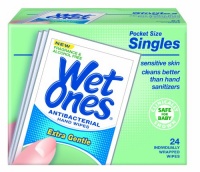 Wet Ones Sensitive Skin Hand and Face Wipes Singles, 24-Count (Pack of 5)