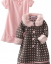 Blueberi Boulevard Baby Girls Infant Coat Velvet Set, Pink, 24 Months