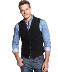 When you need an alternative to a shirt & tie, add a corduroy vest from Tasso Elba to stay dressed to impress.