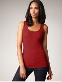 (H78017TC-XS) Magaschoni Signature Cashmere and Silk Ribbed Tank Top in Terracotta Size: XS