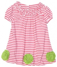 Hartstrings Baby-girls Infant Striped Jersey Bubble Tunic, Pink Stripe, 24 Months