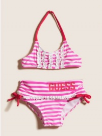 GUESS Stripe Bikini with Ruffles, PINK (12M)