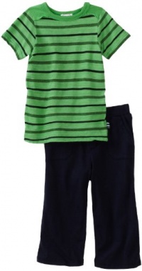 Splendid Littles Baby-boys Infant Slub Stripe Jersey Short Sleeve Tee and Pant, Android Green, 12-18 Months