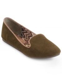 Cool textured fabric makes American Rag's Salem flats a true charmer. Slip them on and enjoy your day!