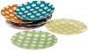 Classic Coffee & Tea White Dots Dessert Plates, Set of 6, Assorted