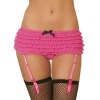 Sexy Pink Crotchless Rumba Boyshort Ruffles with Removable Garters