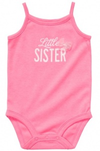 Carter's Girls NB-9 Months Little Sister Tank Onesie (3 Months, Pink)