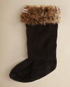 Line your essential Hunter wellies with these sumptuous fleece socks with furry, leopard print fold-over trim.