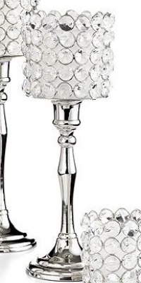 Leeber Sparkle Collection 10.5 Silver and Clear Jewel Candle Holder