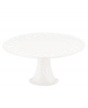 An elegant white-on-white pattern, embossed vine motif and interior glaze lend the Lenox Opal Innocence Carved cake stand to refined dining every day.