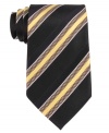 Bright stripes update basic black. This Sean John tie is a sleek modern look.