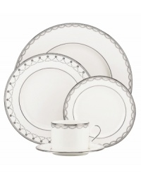 Sturdy bone china draped in delicate garlands makes Lenox Iced Pirouette place settings a flawless go-to for formal dining. Two lacy motifs in twinkling platinum create a look of antique grace and sheer femininity.