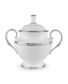 A Lenox classic, the Federal Platinum sugar bowl adds a luxurious note to your table in exquisite white bone china with platinum trim. Coordinating Debut Platinum crystal stemware adds the finishing flourish.