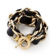 CC Skye Double Wrap Black Leather Chain Bracelet