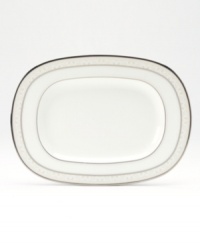 This versatile and stylish butter/relish tray will coordinate perfectly with a variety of table linens and flatware. An ornate scroll motif trimmed in platinum adds a sophisticated sensibility to your tabletop.