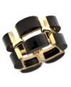 Embrace the black and gold trend with this chic flex bracelet from Anne Klein. A golden setting flaunts jet epoxy stones. Crafted in gold tone mixed metal. Approximate length: 7-3/4 inches.