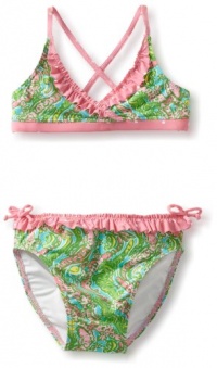 Lilly Pulitzer Girls 2-6X Mini Boardwalk Bikini, Shorely Blue Chomp, 2