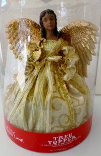 Macy's Holiday Lane 12 inch African American Ethnic Porcelain Angel Tree Topper or Centerpiece