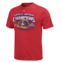 MLB Boys' St. Louis Cardinals 2011 World Series Champions Hit & Run T-Shirt (Athletic Red, Small)