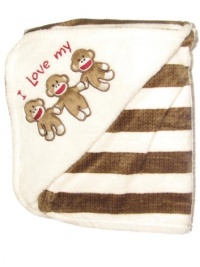 Baby Starters Sock Monkey Striped Blanket, Tan