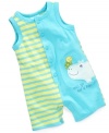 Take me, take me! He'll be raring to go on any adventure in this precious sunsuit from First Impressions.