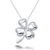 Sterling Silver Rhodium Coated Four Leaf Clover Necklace