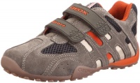 Geox Snakeboy28 Leather Sneaker (Toddler/Little Kid/Big Kid),Dark Grey/Orange,37 EU (5 M US Big Kid)