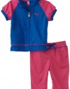 PUMA - Kids Baby Girl's Zip Jacket And Mesh Capri Set, Pink, 12 Months