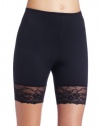 Flexees Womens Thigh Slimmer With Lace, Black, Medium