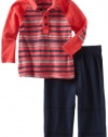 Splendid Littles Baby-boys Infant Capeside Stripe Polo and Pant Set, Paprika, 6-12 Months