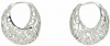 Silver Plated Copper Ornate Heart Filigree Round Hoop Earrings - 1112002