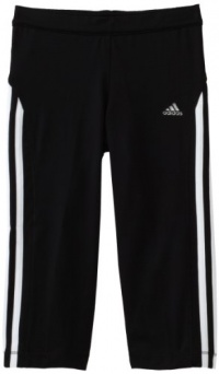 adidas Girls 7-16 Clima Three-Quarter Tight, Black/White, Large