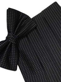 Cardi Mens Black Silk Woven Tuxedo Bowtie and Cummerbund