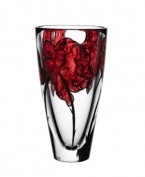 Inked with big red roses in eco-friendly paint, the handcrafted Tattoo vase features beautiful art glass with a cool rock n' roll feel. Designed by Ludvig Lofgren for Kosta Boda.