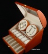 QUALITY WOOD QUAD WATCH WINDER (4) +12 STORAGE BOX